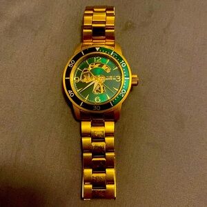 Invicta Watch green and gold skeleton watch like new
